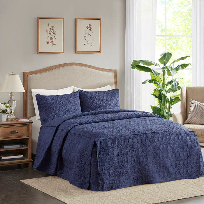 Quebec - King Fitted Bedspread (Set of 3) - Navy