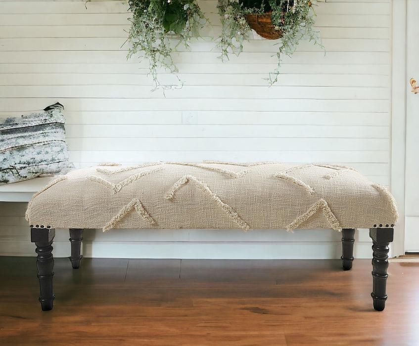 Leg Abstract Upholstered Bench - Cream / Black