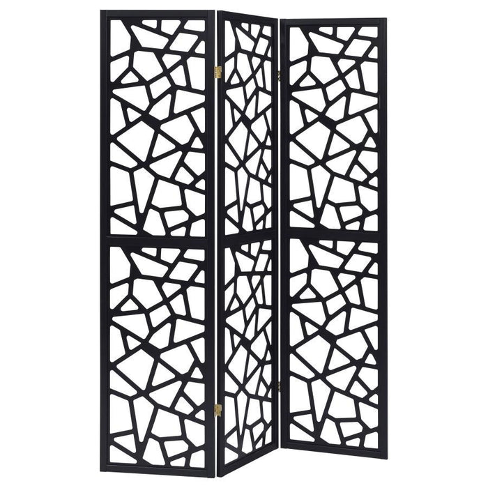 Nailan - 3-panel Open Mosaic Pattern Room Divider - Black - Simple Home Plus