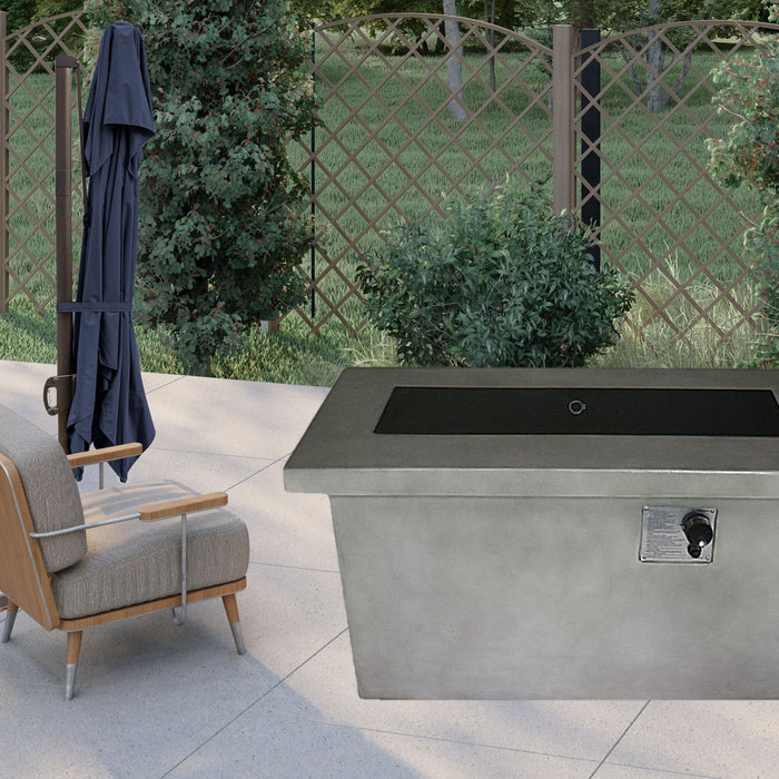 Rectangular Gas Fire Pit With Lava Rocks - Gray Cement