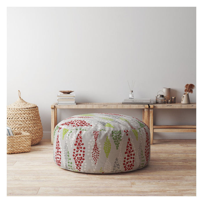 Cotton Round Polka Dots Pouf Ottoman - Ivory