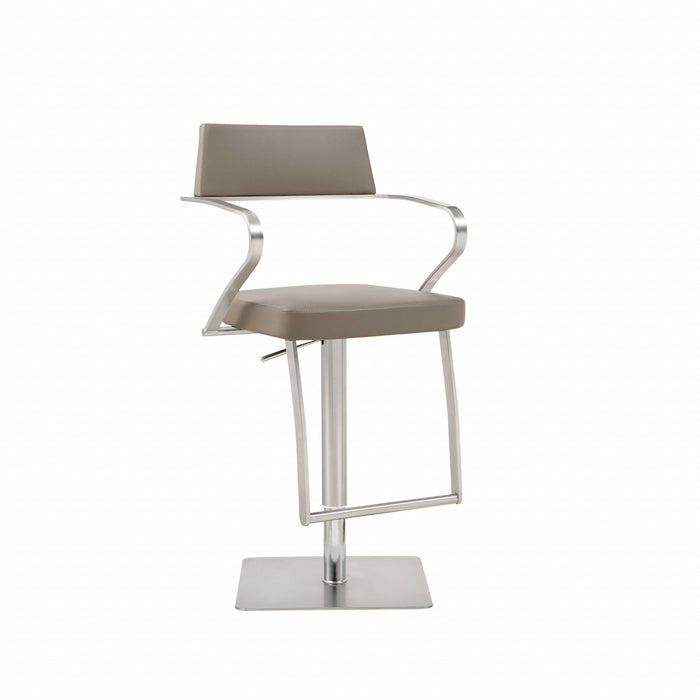 Stainless Steel Bar Chair - Taupe / Silver