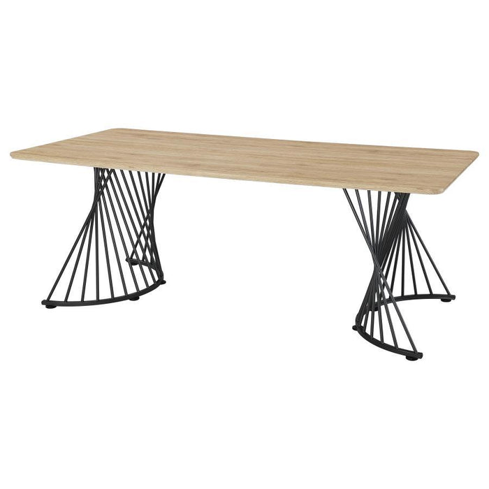 Altus - Swirl Base Dining Table - Natural Oak And Gunmetal - Simple Home Plus