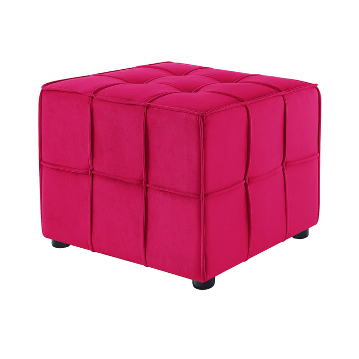 Velvet Cube Ottoman - Pink / Black