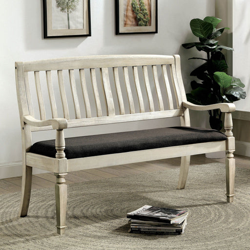 Georgia - Loveseat Bench - Antique White / Gray - Simple Home Plus