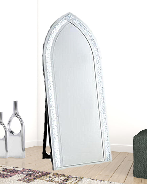 63" Faux Diamonds Arch Cheval Standing Mirror - Mirrored