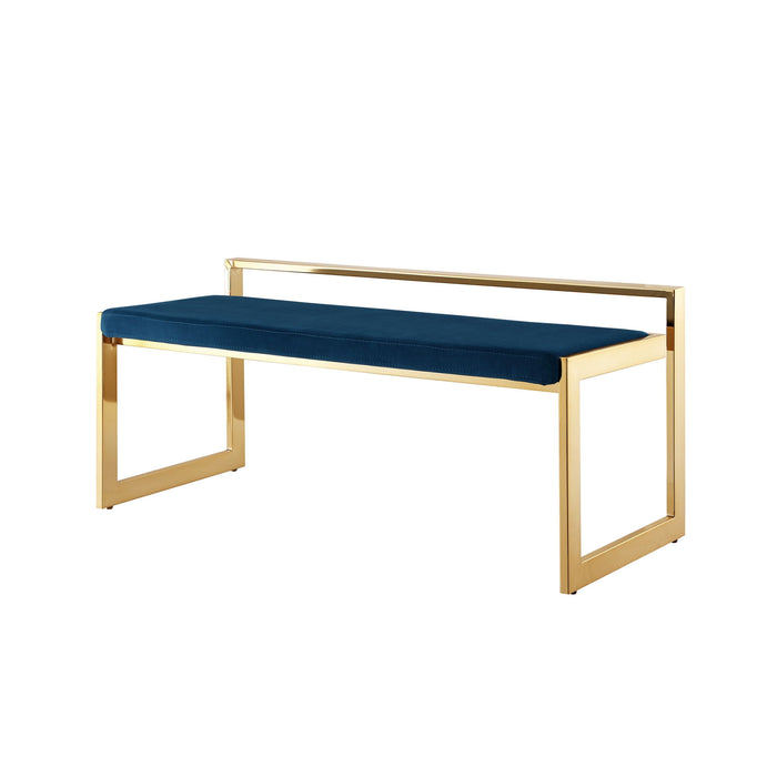 Velvet Bench Upholstered - Gold / Navy Blue