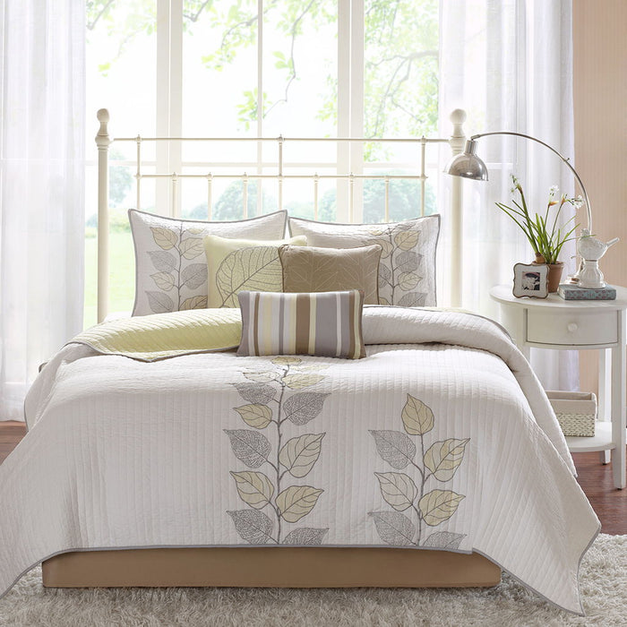 Caelie - 6 Piece Reversible Coverlet Set - Yellow