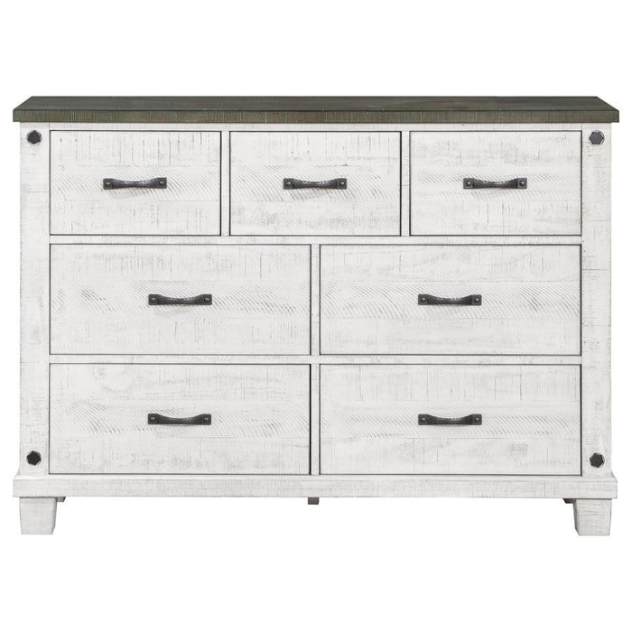 Lilith - 7-Drawer Dresser Distressed - Distressed Gray And White - Simple Home Plus