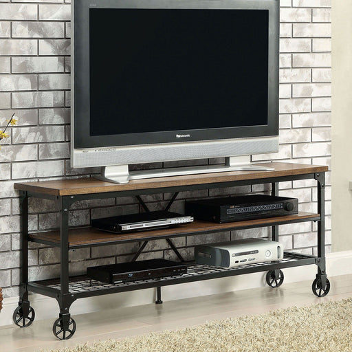 Ventura - TV Stand (Wood & Metal) - Antique Black / Medium Oak - Simple Home Plus