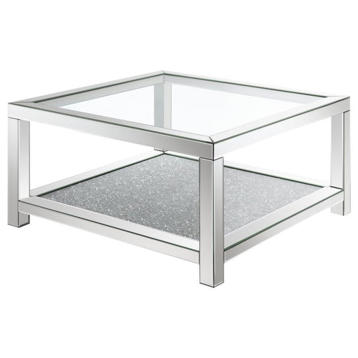 Valentina - Rectangular Coffee Table With Glass Top Mirror - Simple Home Plus