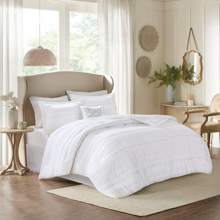 Celeste - California King 5 Piece Comforter Set - White