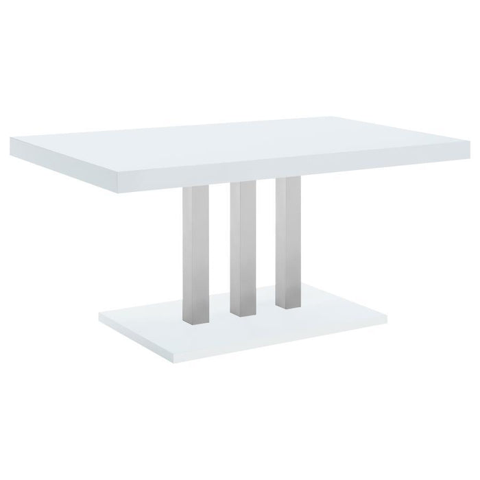 Brooklyn - Rectangular Dining Table - White High Gloss And Chrome - Simple Home Plus