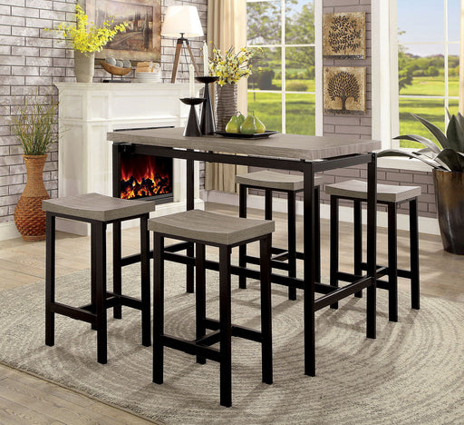 Vilvoorde - 5 Piece Counter Height Table Set - Gray / Black - Simple Home Plus
