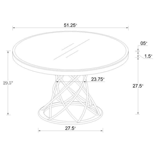 Irene - Round Glass Top Dining Table - White And Chrome - Simple Home Plus