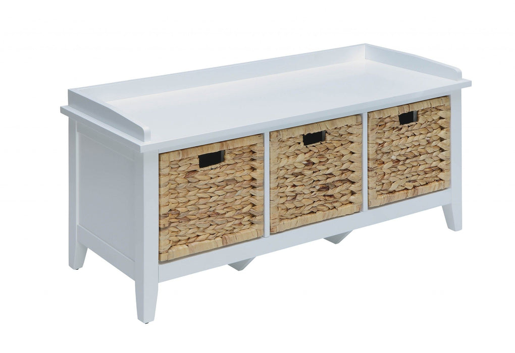 Bench With Drawers - White