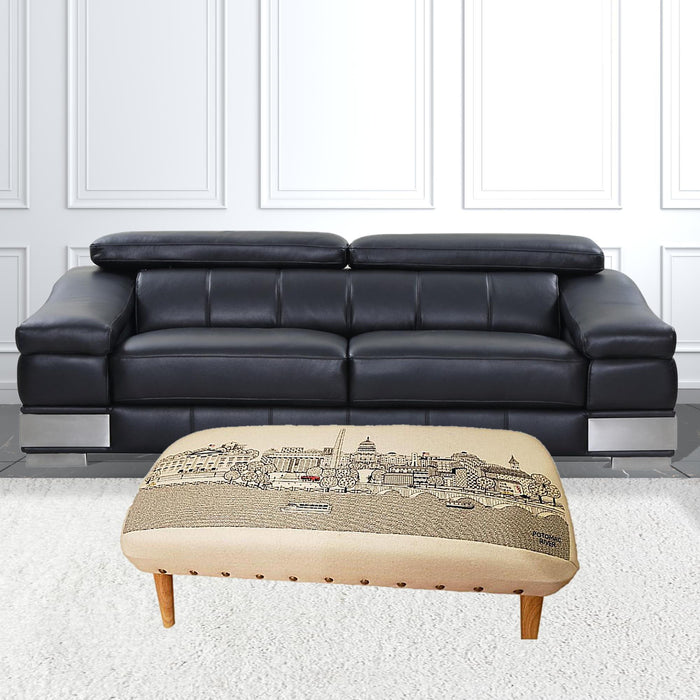 Wool Ottoman 38" - Cream / Brown