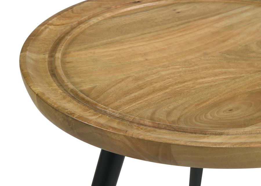 Zoe - Round End Table With Trio Legs - Natural And Black - Simple Home Plus