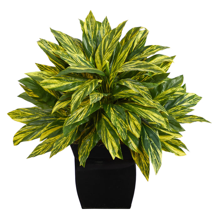 18" Tradescantia Plant in Black Metal Planter (Real Touch)