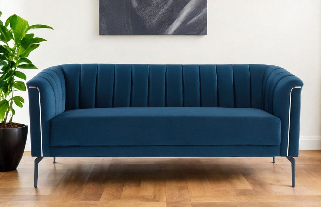 Sofa With Silver Legs - Blue