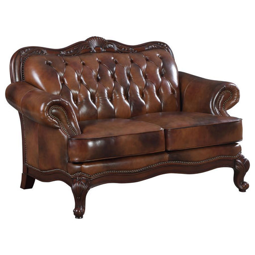 Victoria - Tufted Back Loveseat - Tri-Tone And Brown - Simple Home Plus