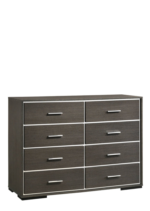 Solid Wooden Eight Drawer Double Dresser - Gray