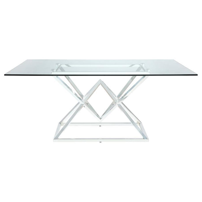 Beaufort - Rectangle Glass Top Dining Table - Chrome - Simple Home Plus