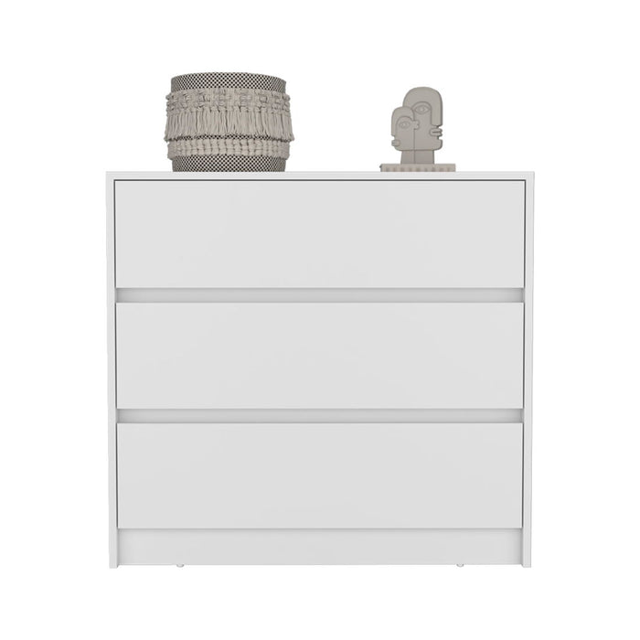 Wooden Three Drawer Dresser - White