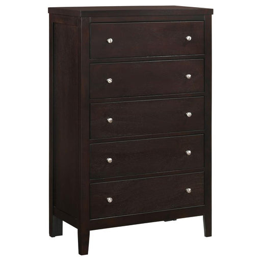 Carlton - 5-Drawer Rectangular Chest - Cappuccino - Simple Home Plus