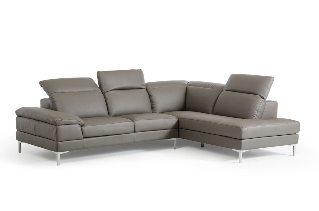 Eco Leather Wood Steel And Foam Sectional Sofa - Gray