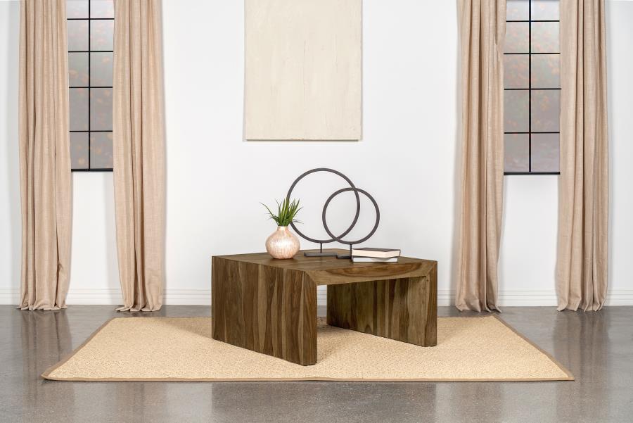 Odilia - Square Solid Wood Coffee Table - Auburn - Simple Home Plus