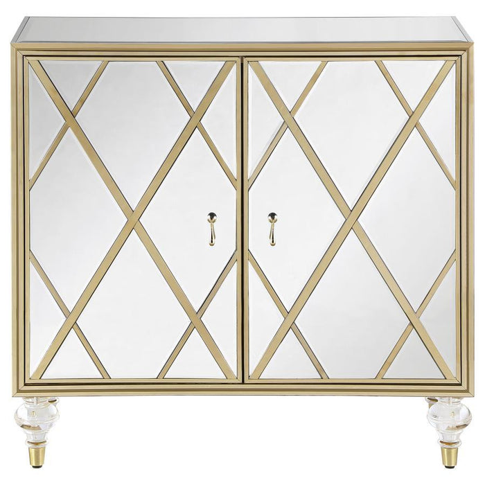 Astilbe - 2-Door Accent Cabinet - Mirror And Champagne - Simple Home Plus