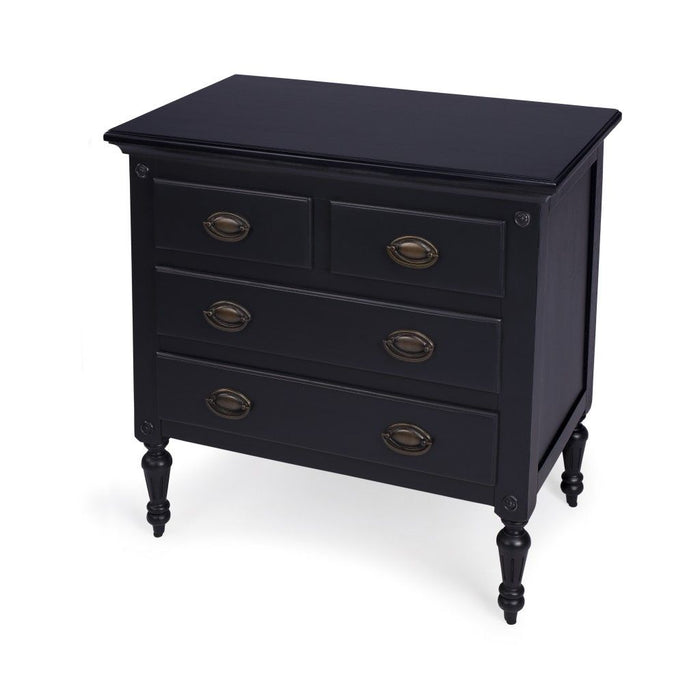 Solid Wood Four Drawer Gentlemans Chest - Black