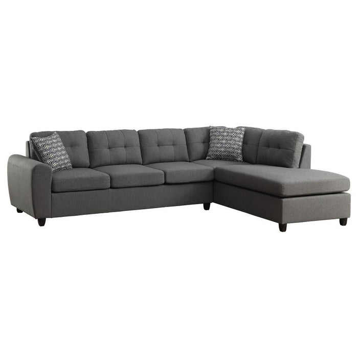 Stonenesse - Upholstered Tufted Sectional With Storage Ottoman - Gray - Simple Home Plus