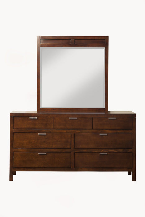 Solid Wood Seven Drawer Double Dresser - Brown