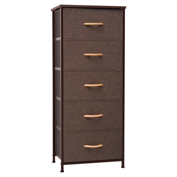 Steel And Fabric Five Drawer Chest - Brown