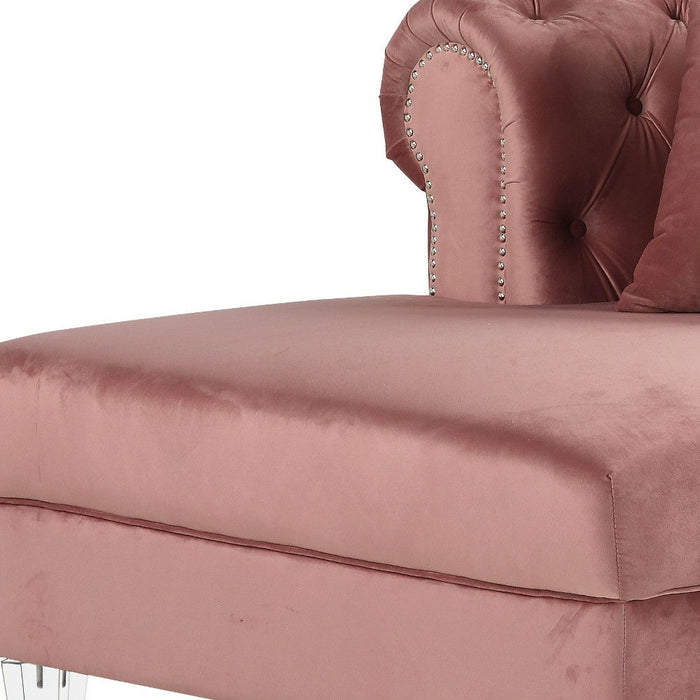 Velvet Curved Four Piece Corner Sectional - Pink