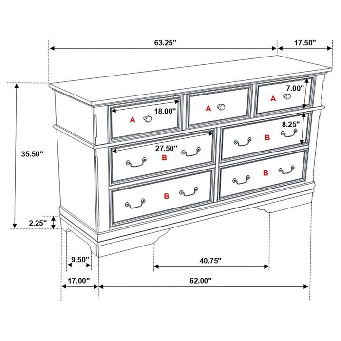 Manchester - 7-Drawer Dresser - Wheat - Simple Home Plus