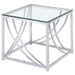 Lille - Glass Top Square End Table Accents - Chrome - Simple Home Plus