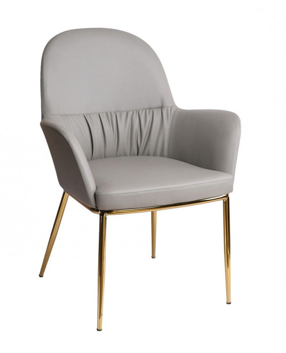 Mod Faux Leather And Gold Accent Chair - Gray