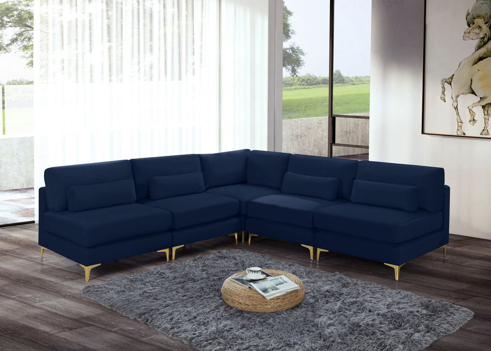 Julia - Modular Sectional 5 Piece - Navy - Fabric