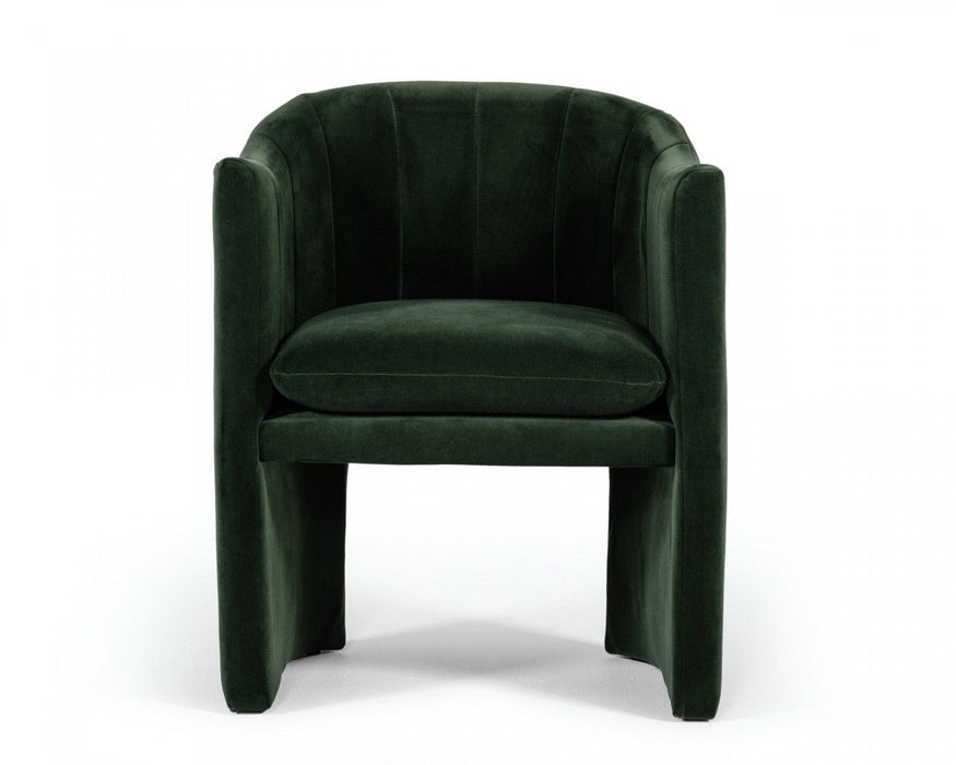 Velvet Modern Curvilinear Dining Chair - Dark Green