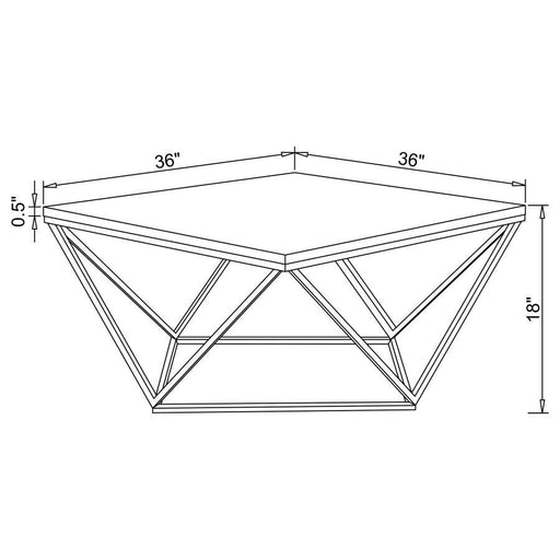 Meryl - Square Coffee Table - White And Gold - Simple Home Plus