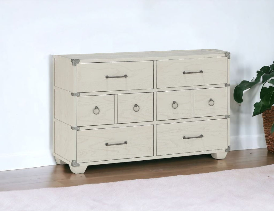 Six Drawer Solid Double Dresser - Gray