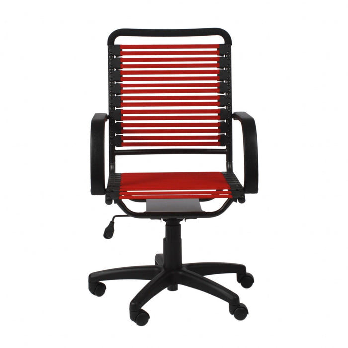 Adjustable Swivel Bungee Rolling Office Chair - Red / Black