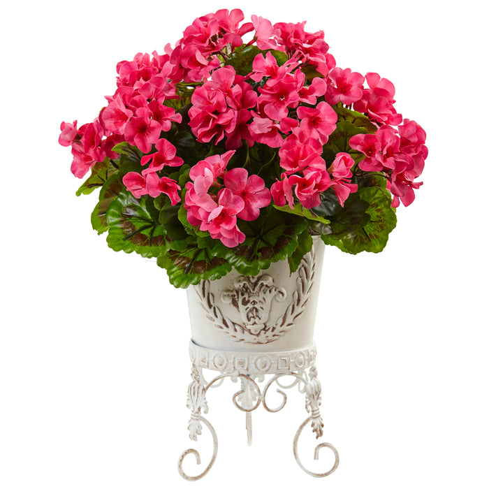 18.5" Geranium w/Planter UV Resist (Indoor/Outdoor) Beauty