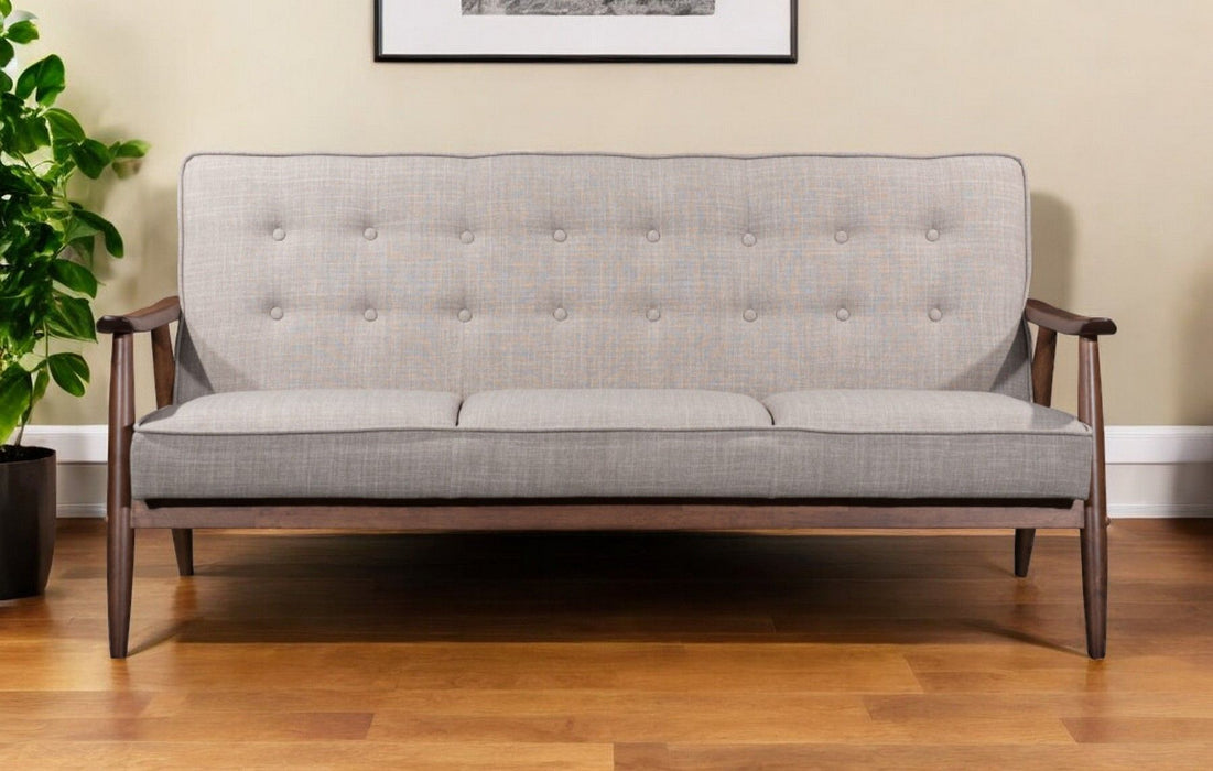 Polyester Sofa With Brown Legs - Beige