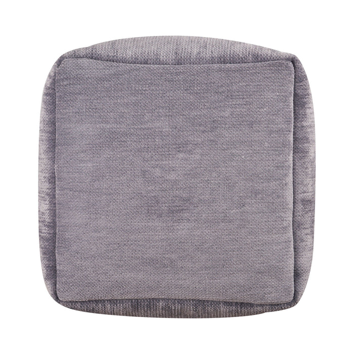 Chenille Cube Pouf Ottoman - Gray