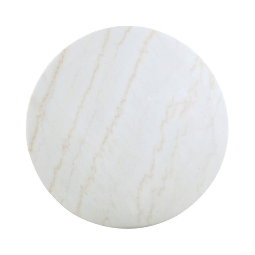 Kella - Round Marble Top Dining Table - White And Gold - Simple Home Plus