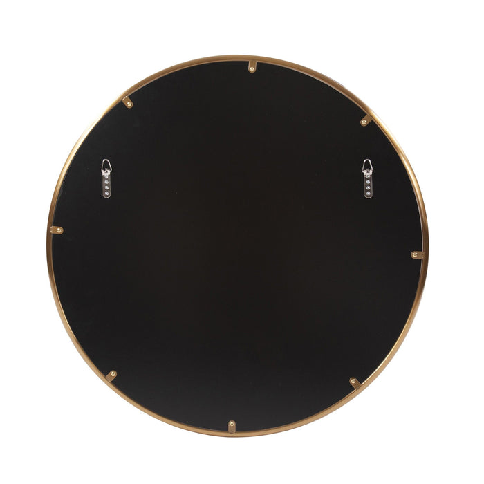 32" Antiqued Round Wall Mirror - Brushed Brass